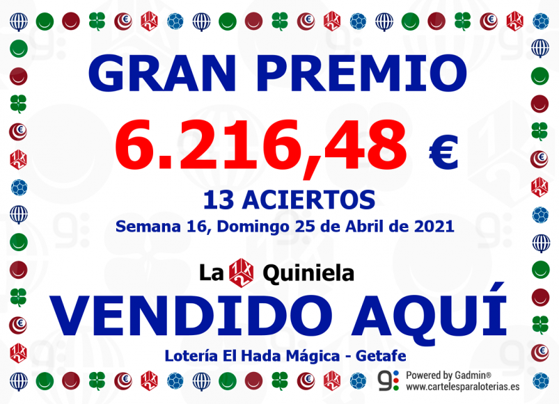 Premio La Quiniela Lotería El Hada Mágica Getafe